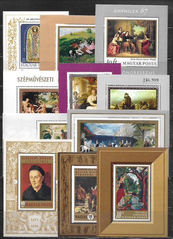 Hungary - Twenty-One (21) Different Fine Art Souvenir Mini Sheets - as shown