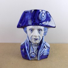 AK French Faience Blue Pottery Admiral Nelson Toby Character Jug 8.25" Tall VGC