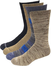 Columbia Mens 4 Pack Moisture Control Crew Socks - Navy Black Brown Khaki