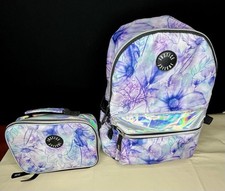 Justice Girls Purple Floral Backpack Lunch Bo...