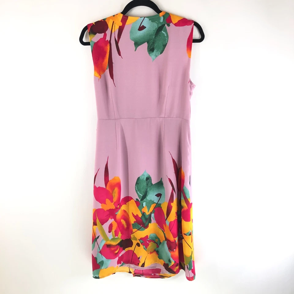 Christian Siriano for J. Jill Wrap Dress Sleeveless Floral Purple Yellow M Petit - Image 2 of 4