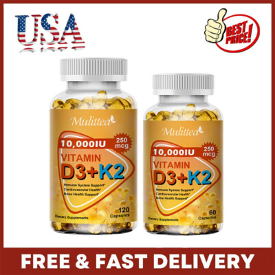 Vitamin K2 (MK7) with D3 10000 IU Supplement, BioPerine Capsules Immune Health