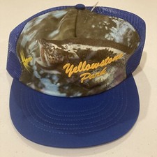 Vtg. Yellowstone Park Photo-Hat Trout w/Fly NWT Made In USA Trucker Hat Cap