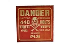 Vintage Warning Tin Sign Skull Danger Electric Pressure 440 Volts Khatra Rare "9