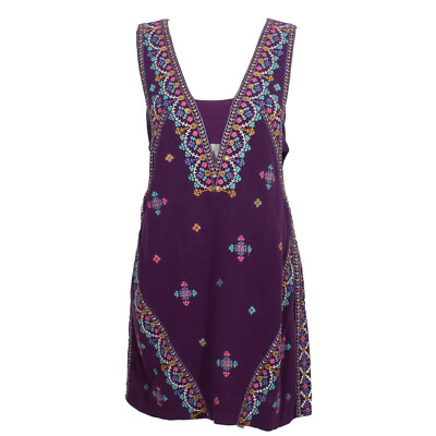 Free People Never Been Mini Embroidered Mini Dress, Womens, M, Purple Free People Never Been Mini Embroidered Mini Dress, Womens, M, Purple