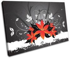 Abstract Flowers Floral SINGLE CANVAS WALL ART Picture Print VA