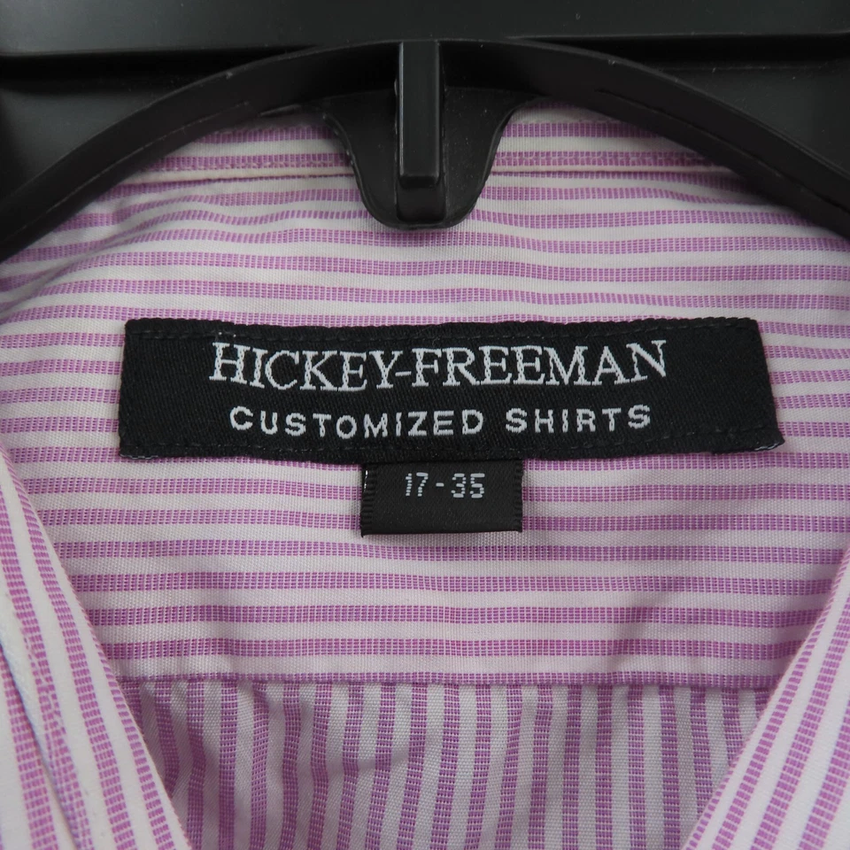 Camisa Hickey Freeman Para Hombre XL Púrpura Rayas Bolsillo Manga Larga Abotonada 35 Foto 4 de 4