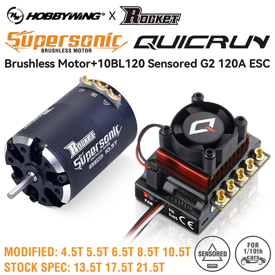 Hobbywing 10BL120A ESC G2+540 Motor Sensored Brushless Combo for 1/10 RC Car - Image 3 of 4
