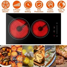 1900W Electric Dual Burners Electric Cooktop Stove Over Heating Protection Stove
