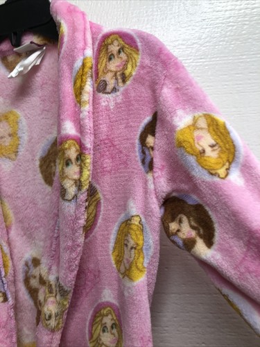 Disney Princess Sz M(7-8) Pink Plush Bath Robe Tie Closure Long Sleeve Pocket PO - Picture 6 of 9