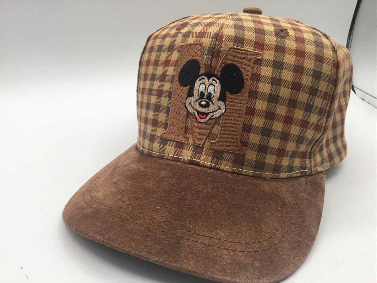Disney Mickey Mouse Hat Plaid Ball Cap Brown Disneyland | eBay display picture 1