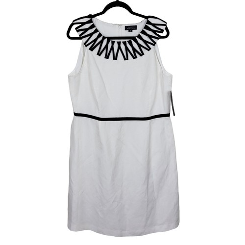 TAHARI White & Black 100% Linen Sleeveless Collared Shirt Dress Size 2X NWT  | eBay