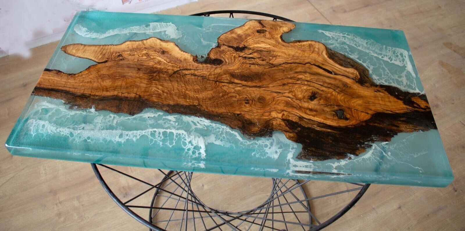 Ocean Epoxy Resin River Coffee Table , Luxury Office Counter Slab Home Decors
