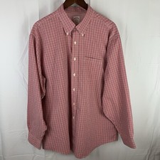 Brooks Brothers 1818 XL Red Check Long Sleeve Button Up Shirt Men 100 Cotton