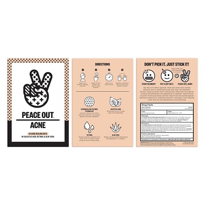 Peace Out Akne Pflaster für Flecken 40 Pflaster Akne Tag Punkte Neu Retinol Aloevera