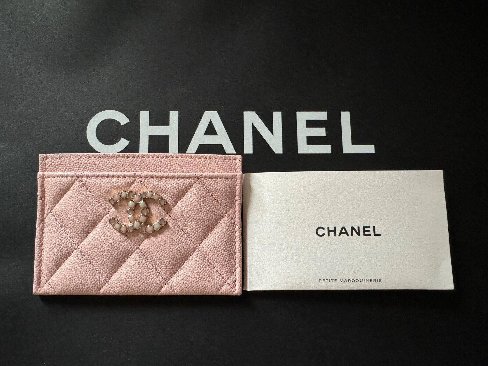 Chanel 23K Pink Large CC Caviar Classic Card Case Holder / Wallet NEW  Authentic