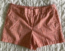 Ann Taylor Loft Women  s Shorts SZ 6 Pink White Orange 4  Inseam 100 Cotton EUC 