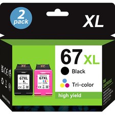 67XL Ink Cartridges for HP 67 Deskjet 2855e 2800e 2755e 4155e Envy 6055e 6455