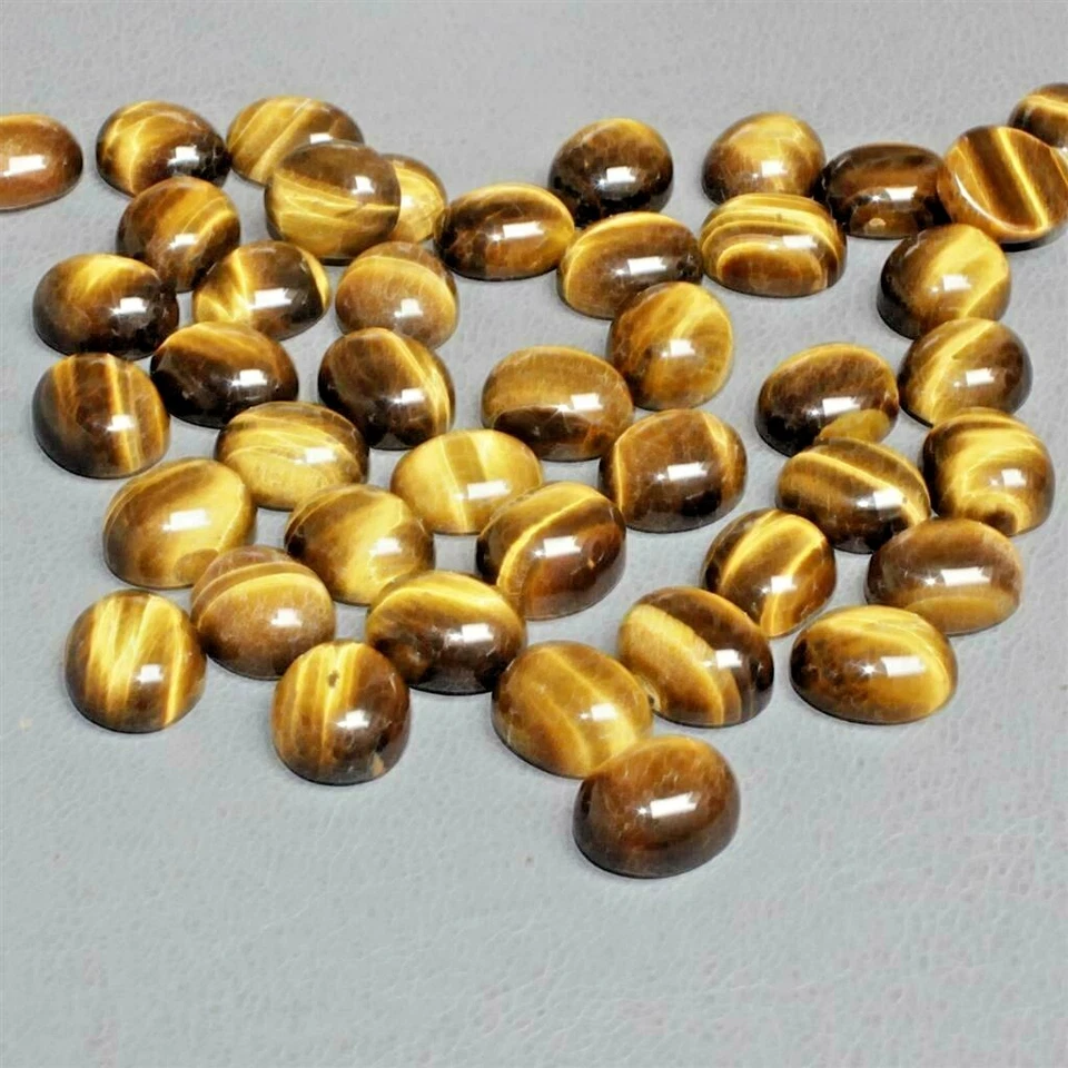 Wholesale Lot 9x7mm Oval Cabochon Natural Tiger's Eye Loose Calibrated Gemstone - Image 2 of 3