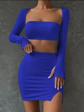 Long Sleeved Women's Two-piece Long Sleeved, Sexy Square Neck Neckline...