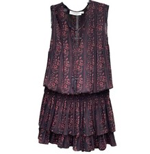 ASTR The Label Paisley Boho Size Large Black Red Sheer Drop Waist