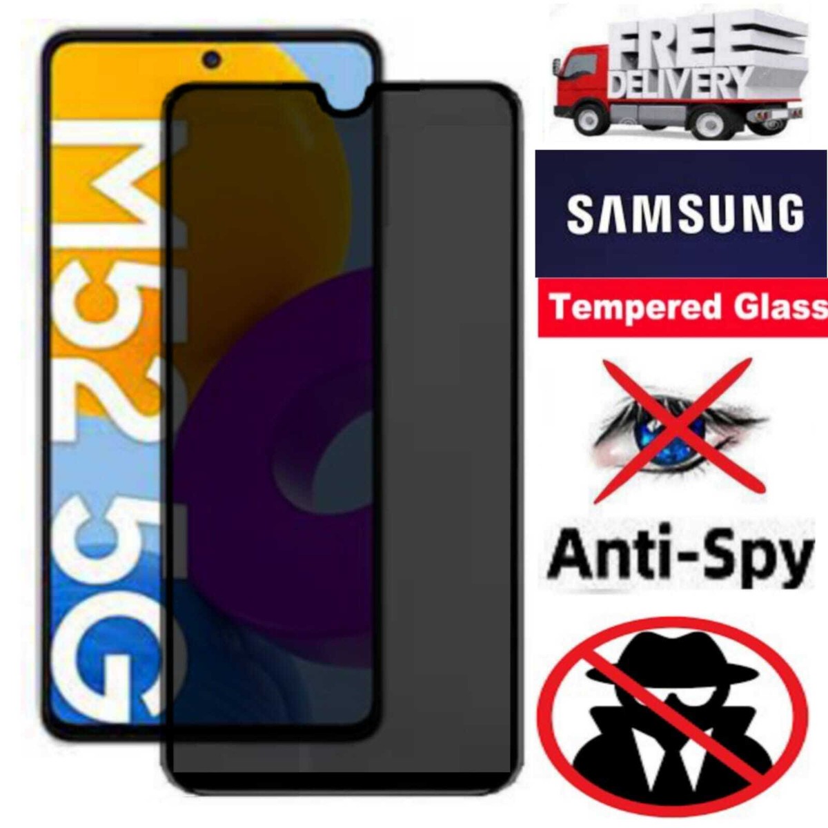 For Samsung M52 5G M53 M62 P022 Anti-Spy Privacy Tempered Glass Screen  Protector