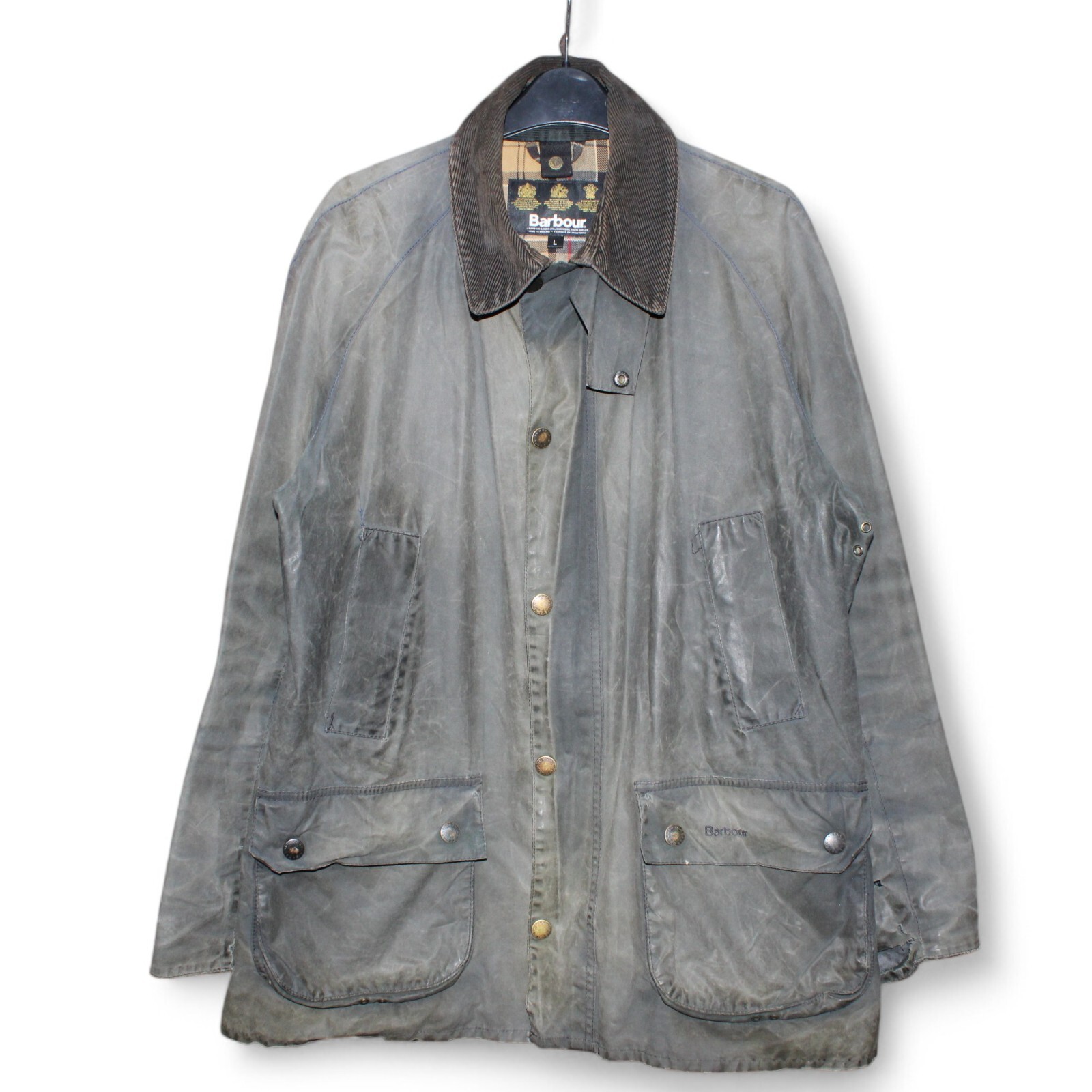 Barbour Ashby Wax Jacket Medium Navy Blue Patina Mens Large Waxed Country Slim