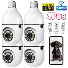 4X Security Camera Smart Wireless E27 Bulb Cam 5G/2.4G WIFi Night Vision 1080P