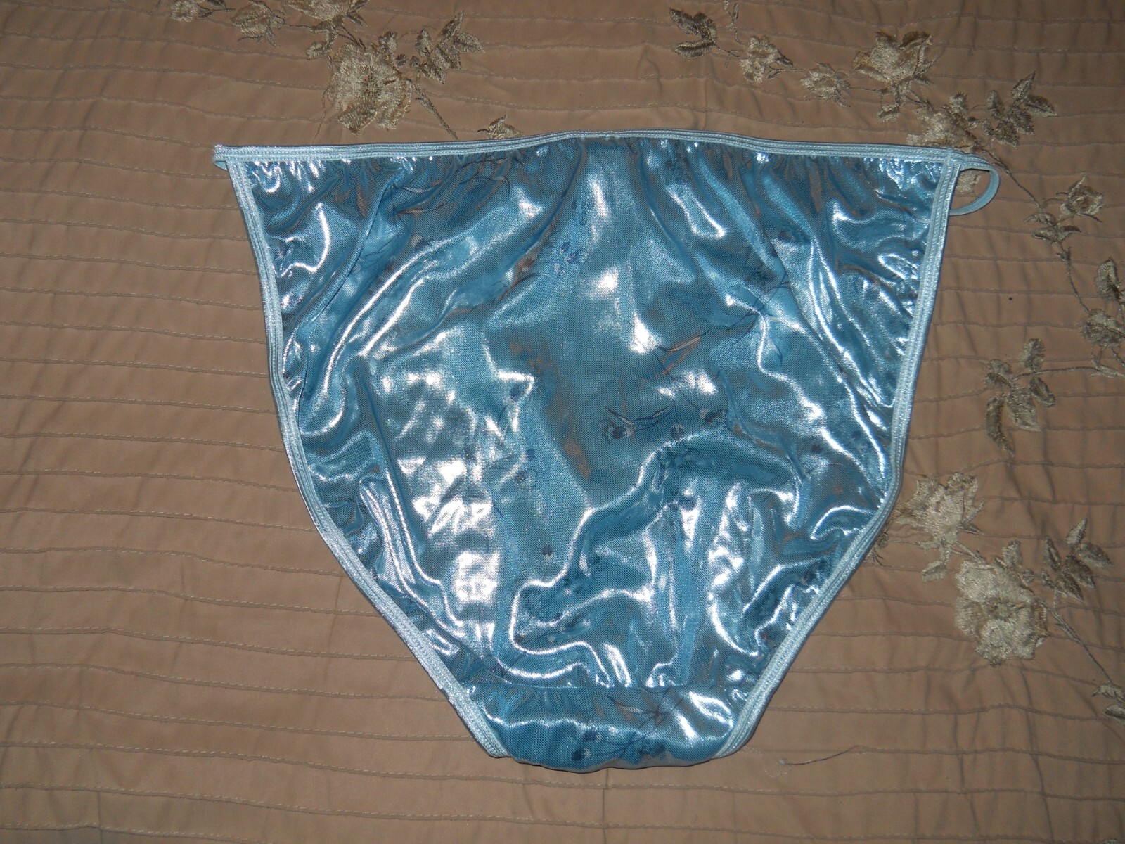 Vintage New FASHION BUG Satin Feel Foil Effect String Bikini Panties 9