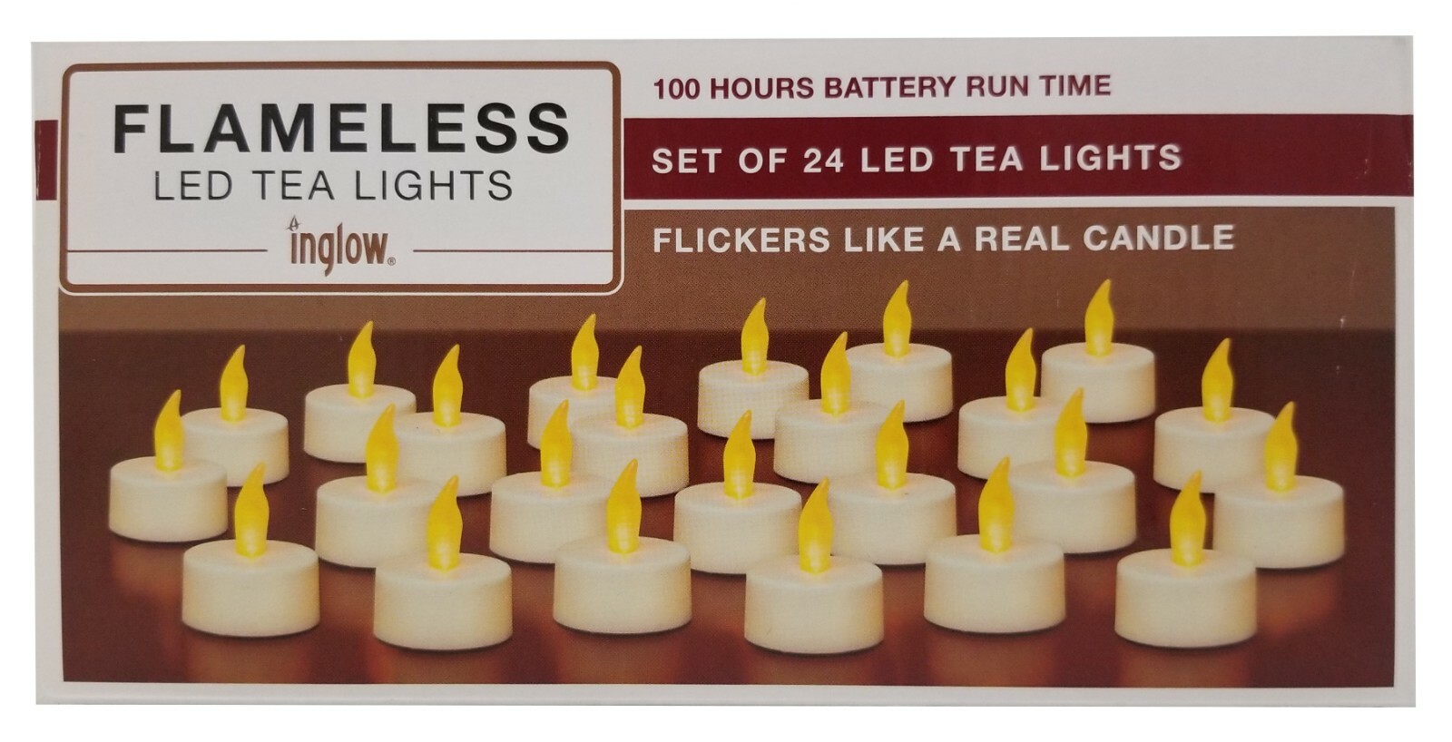 Sterno Inglow Flameless Flicker LED Tea Lights, White, 24 count / NEW