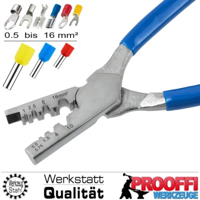 Quetschzange Presszange Crimp Zange Für Kabelschuhe und Aderendhülse 0.5 -16mm²