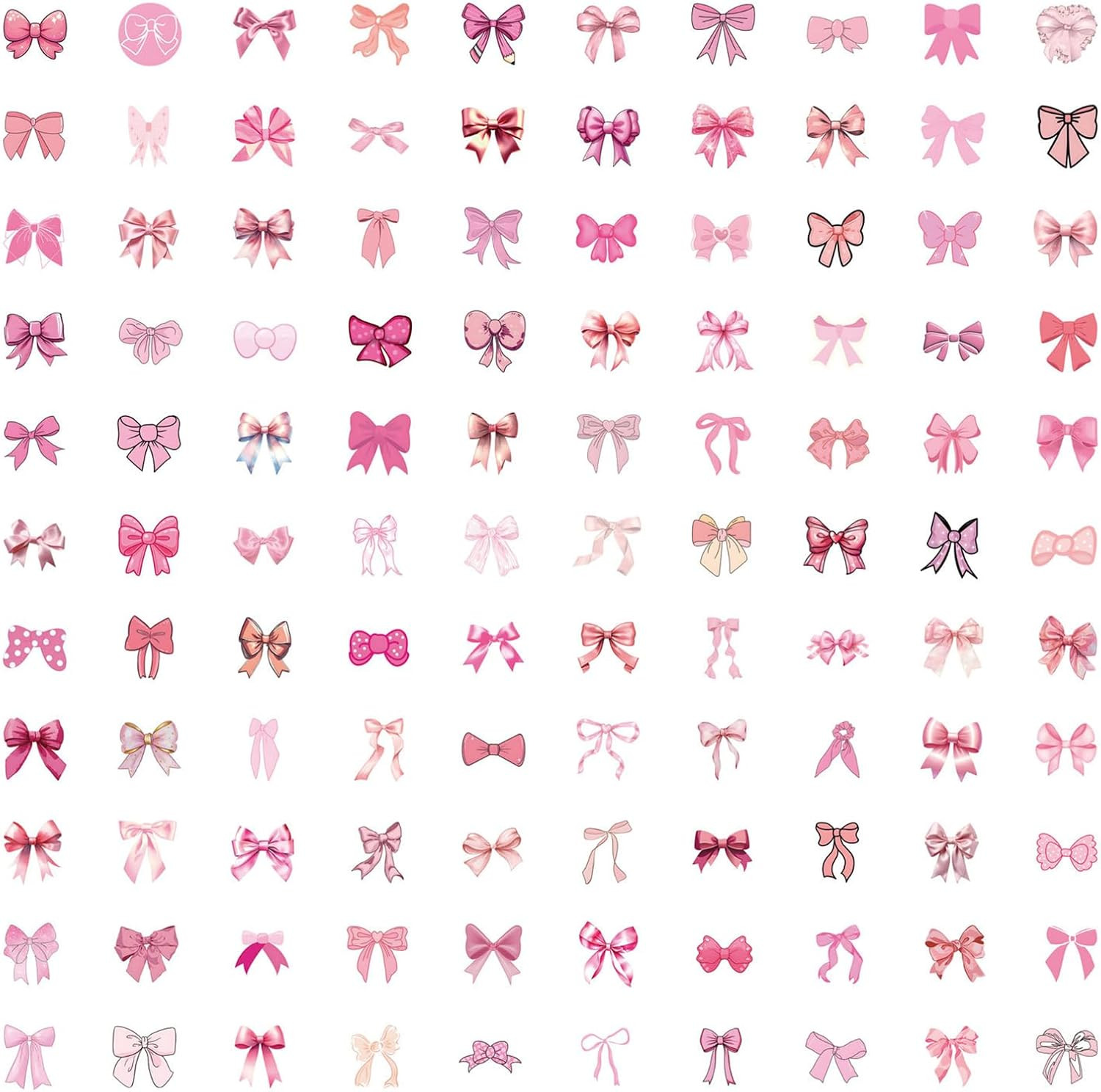 110PCS Coquette Bows Stickers Pink Bow Stickers Gifts for Girls Women, Kechup 