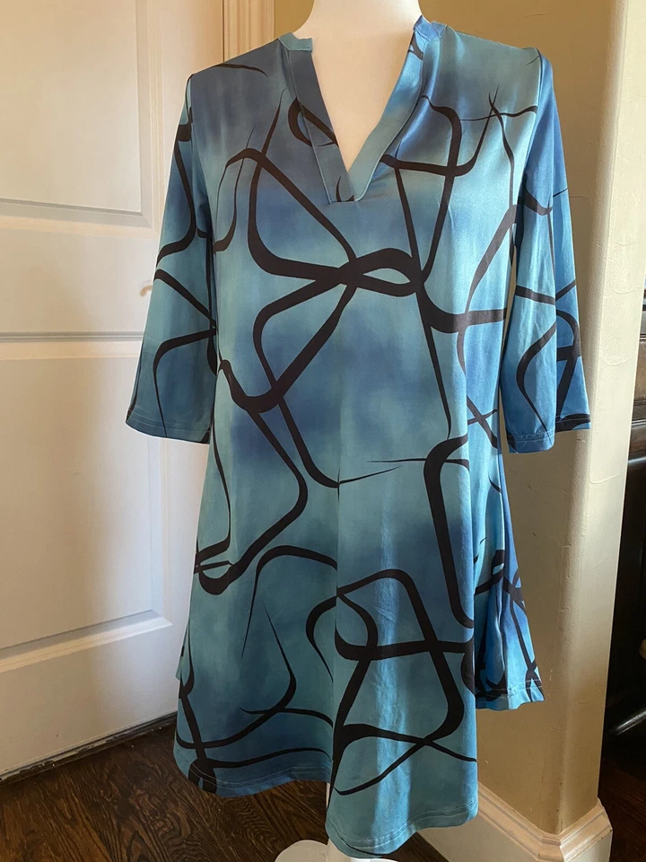 Длинная туника топы - Aqua/бирюзовый цвета с различными узорами - Изображение 3 из 4