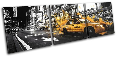 Yellow Taxi Cab Car New York NYC City TREBLE CANVAS WALL ART Picture ...