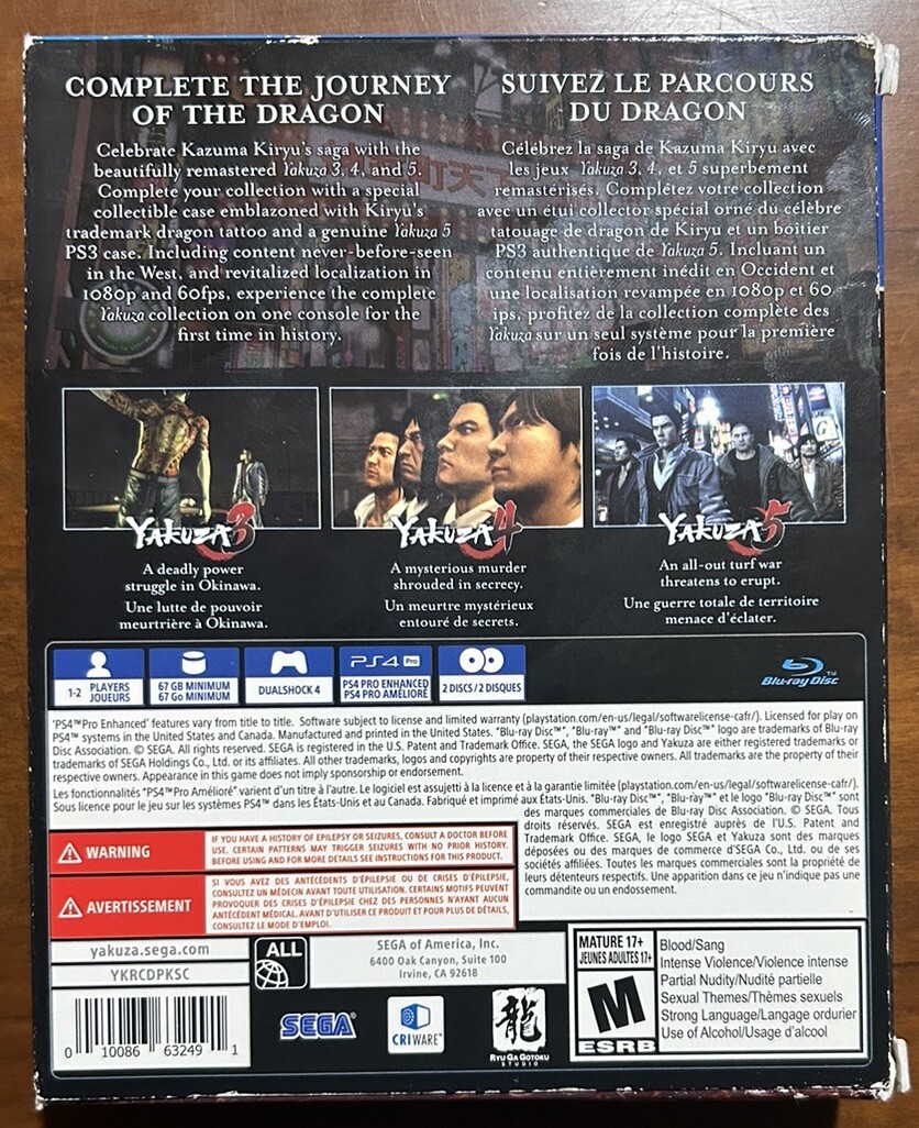 The Yakuza Remastered Collection Box Set PlayStation 4 PS4