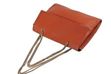 Nina Ricci Mado Medium Shoulder Bag Clutch Rustic Orange Leather Chain Flap