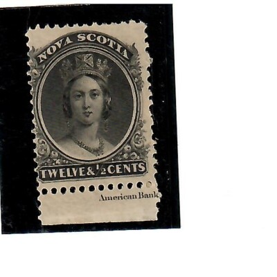 Canada Nova Scotia 1860  12 1/2 c  black yellowish paper mint printers mark