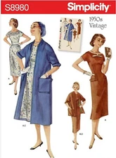 Simplicity 8980 Misses Vintage 1950's Dress & Lined Coat Sewing Pattern Sz 14-22