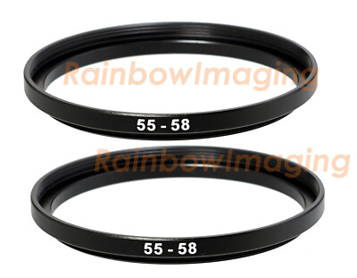 (2 Pcs) 55-58mm 55mm to 58mm Metal Step Up Lens Filter Ring Adapter US Seller