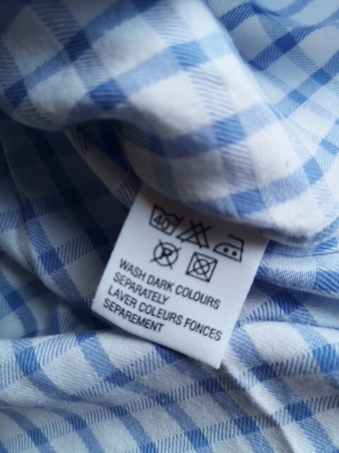 "Camicia di cotone nuova vecchia stock YVES SAINT LAURENT YSL a scacchi blu LS 16"