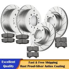 Fit 2016-2021 Toyota Tundra Sequoia LX570 Front Rear Drilled Rotors Brakes Pads