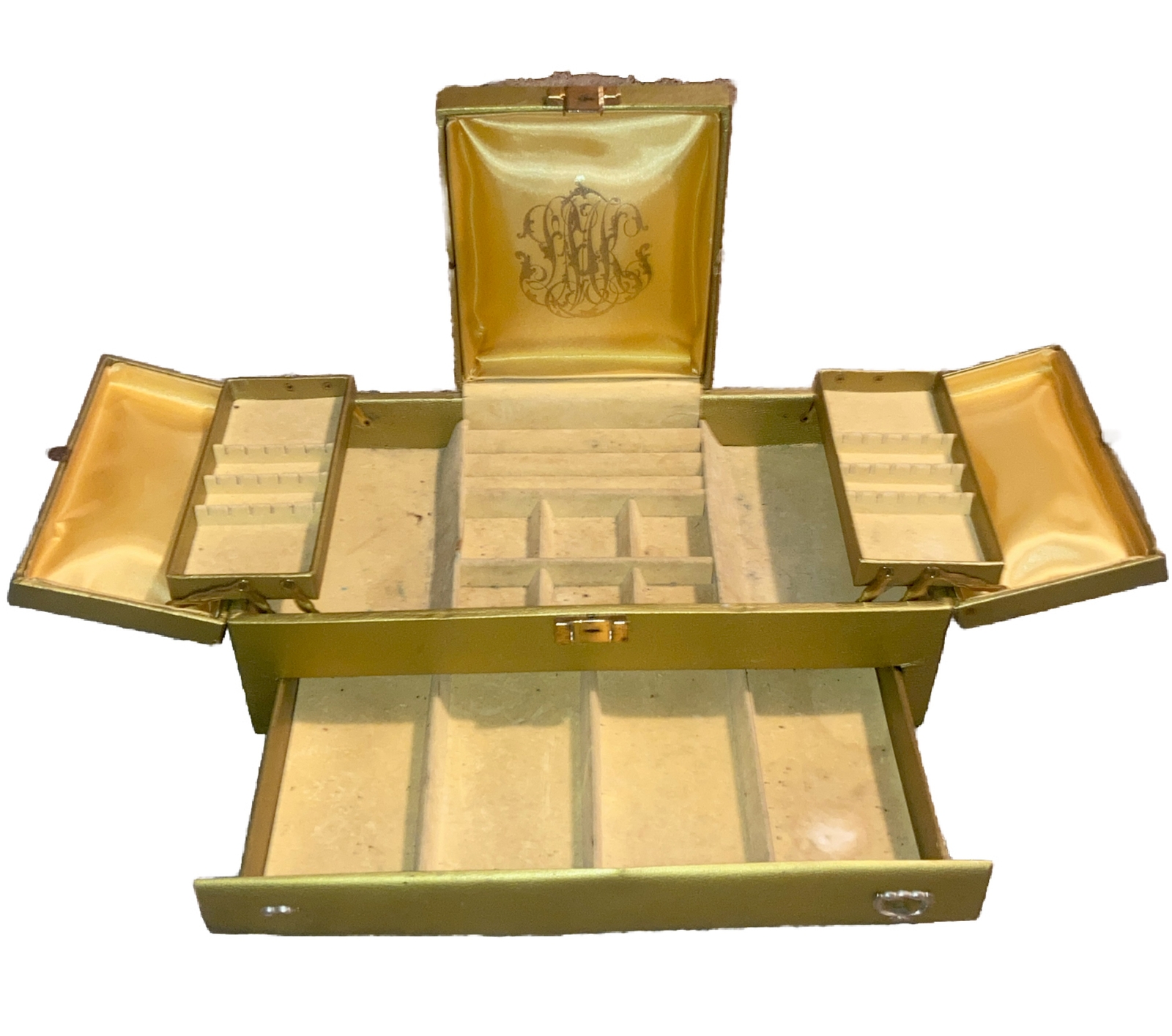 vintage Lady Buxton Large TriFold Jewelry Box Vintage Gold eBay