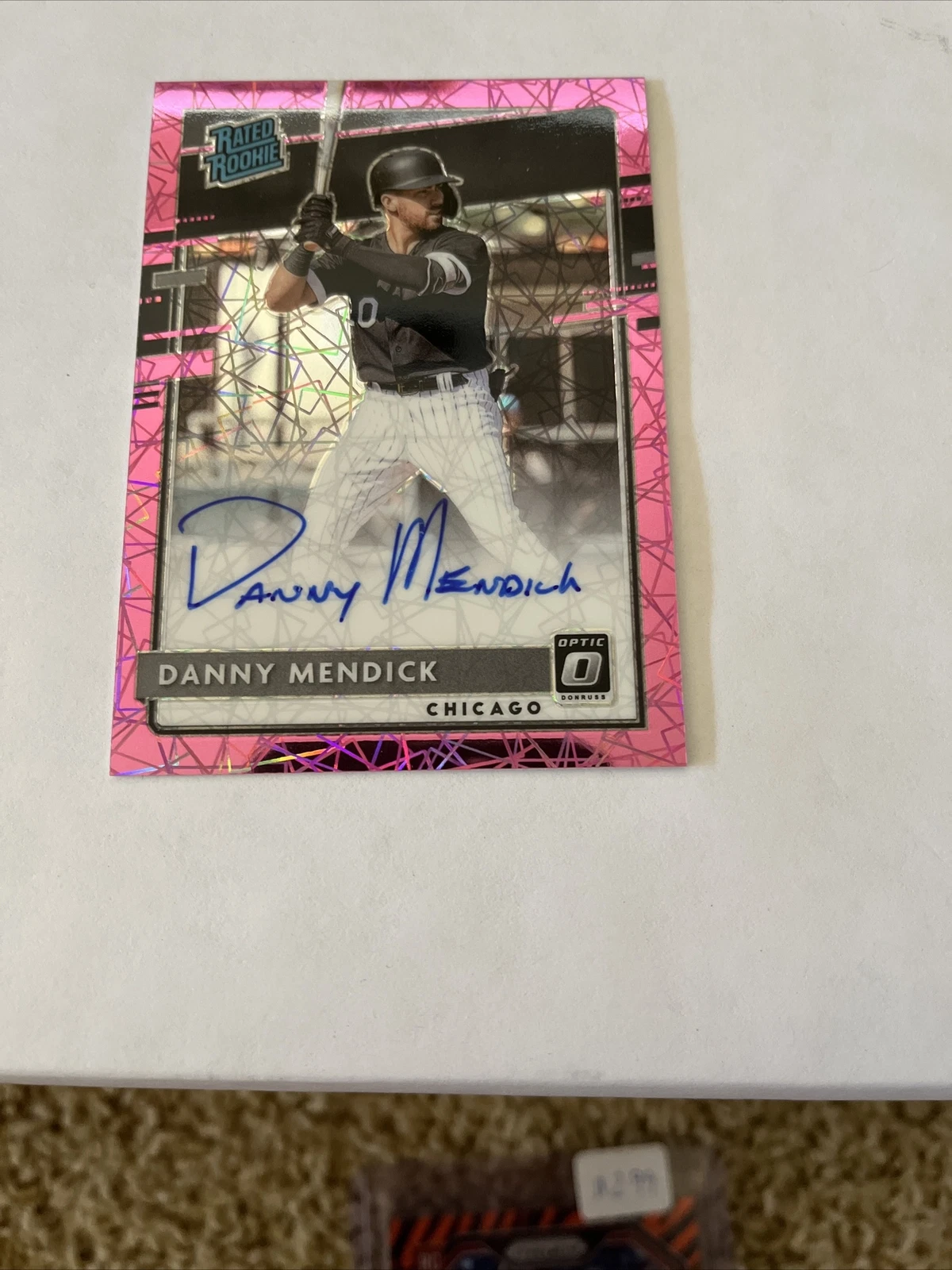 2020 Optic Danny Mendick Rated Rookie Pink Prizm Autograph Card No. RRS-DM