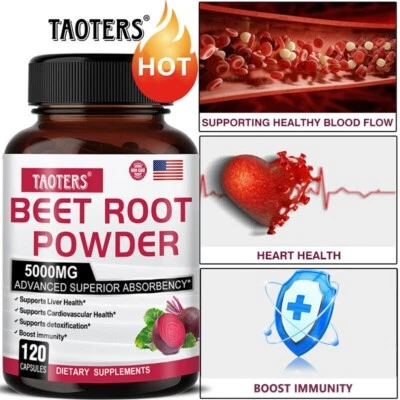 TAOTERS Rote Beete 120 Kapsel 5000mg Beta Vulgaris Tagesration 10000mg Immun Entgiftung