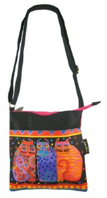 Laurel Burch Crossbody Purse Zipper Top 10''X10'', Feline Friends, Multicoloured