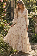Vintage 1970s Gunne Sax Jessica McClintock Phantom Paisley Maxi Dress Size S