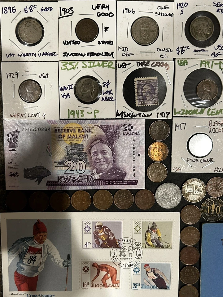 VINTAGE ESTATE LOT US Coin Collection Currency,Silver, 1800s,Foreign,Indian Head - Image 2 of 4