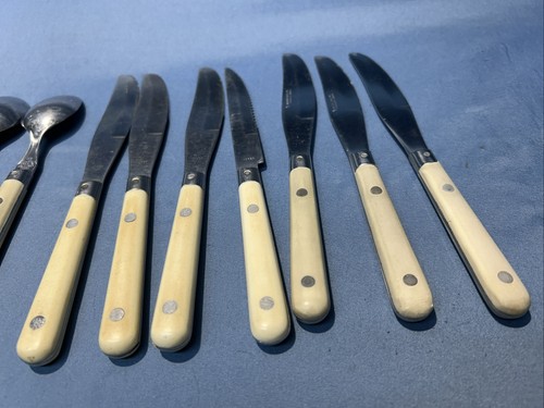 Vintage 11 Piece Mardi Gras Plastic Handle Stainless Steel Flatware Pieces Set - Afbeelding 6 van 14