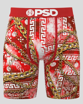 PSD Herren Boxershorts Paisley 7'' - Rot/Gold