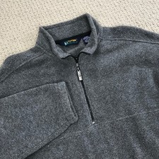 Vintage EBTEK Eddie Bauer Mens Medium 1/4 Zip Fleece Pullover Grey Made in USA